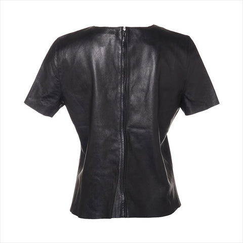 FENDI Size:44 Leather Logo Short sleeve T-shirt black WS15492