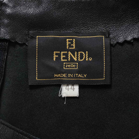FENDI Size:44 Leather Logo Short sleeve T-shirt black WS15492