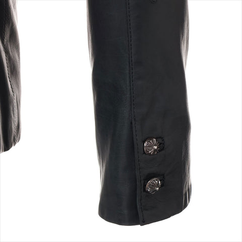 CHROME HEARTS Size: M Cross button Leather Tailored Sleeve embroidery Jacket black WS15493