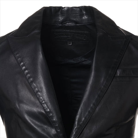 CHROME HEARTS Size: M Cross button Leather Tailored Sleeve embroidery Jacket black WS15493
