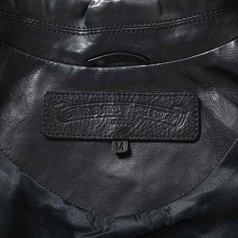 CHROME HEARTS Size: M Cross button Leather Tailored Sleeve embroidery Jacket black WS15493