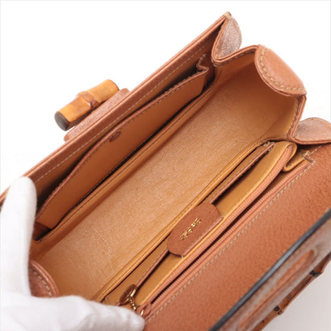 Gucci Bamboo 2way皮革肩带棕色WS15508