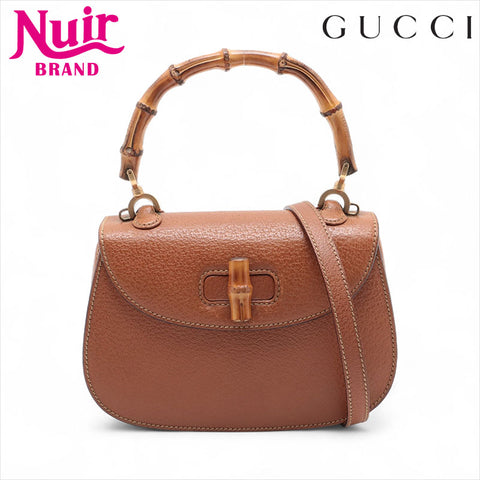 Gucci Bamboo 2way皮革肩带棕色WS15508