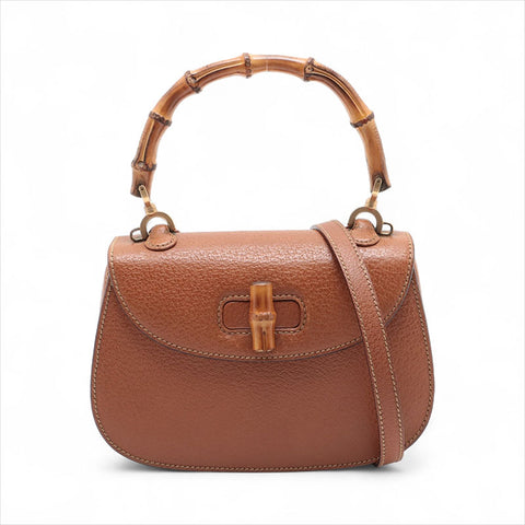 Gucci Bamboo 2way皮革肩带棕色WS15508