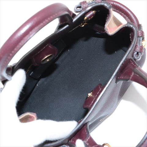 BURBERRY Leather Nova Check Mini 2way Shoulder Bag Bordeaux WS15512