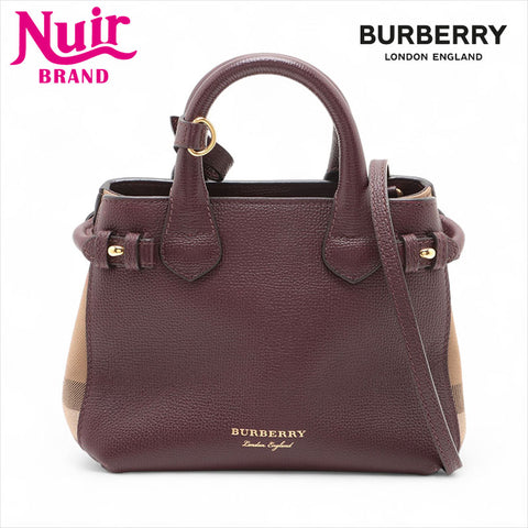 BURBERRY Leather Nova Check Mini 2way Shoulder Bag Bordeaux WS15512