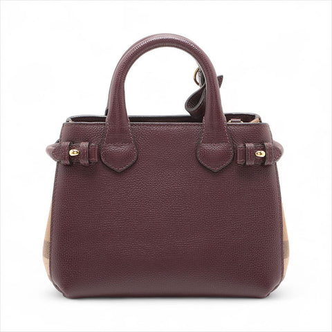 BURBERRY Leather Nova Check Mini 2way Shoulder Bag Bordeaux WS15512
