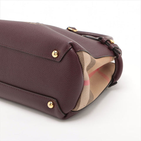 BURBERRY Leather Nova Check Mini 2way Shoulder Bag Bordeaux WS15512