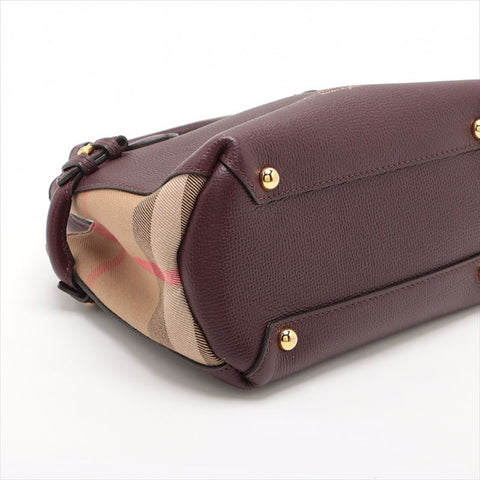 BURBERRY Leather Nova Check Mini 2way Shoulder Bag Bordeaux WS15512