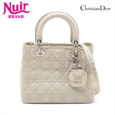 克里斯蒂安·迪奥（Christian dior Lady Dior）dior皮革荷叶边2way中型肩带白色WS15515