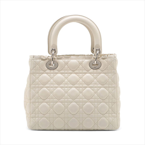 克里斯蒂安·迪奥（Christian dior Lady Dior）dior皮革荷叶边2way中型肩带白色WS15515