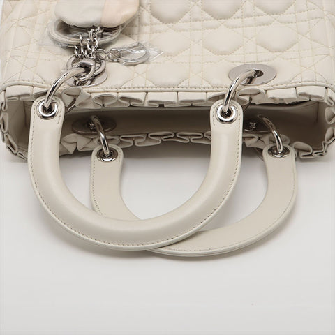 克里斯蒂安·迪奥（Christian dior Lady Dior）dior皮革荷叶边2way中型肩带白色WS15515
