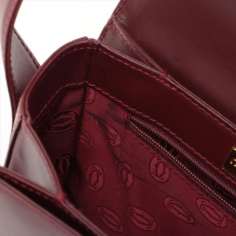 CARTIER Leather Must Do Shoulder Bag Bordeaux WS15518