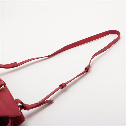 YVES SAINT LAURENT Leather Calfskin Cabas 2way Shoulder Bag Red WS15521