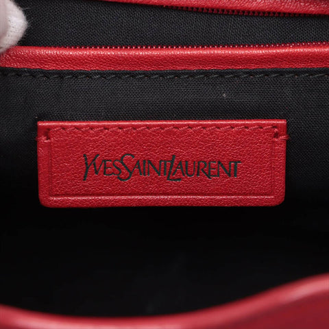 YVES SAINT LAURENT Leather Calfskin Cabas 2way Shoulder Bag Red WS15521