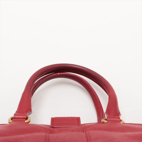 YVES SAINT LAURENT Leather Calfskin Cabas 2way Shoulder Bag Red WS15521