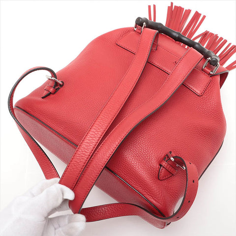 GUCCI Bamboo leather Backpack Â· Daypack Red WS15522