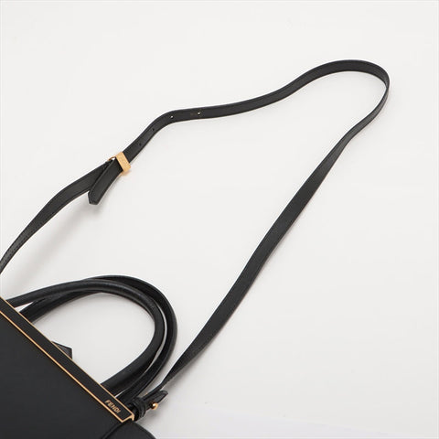 FENDI Twojours 2way Leather Shoulder Bag black WS15524