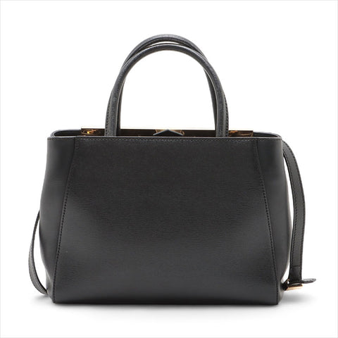 FENDI Twojours 2way Leather Shoulder Bag black WS15524