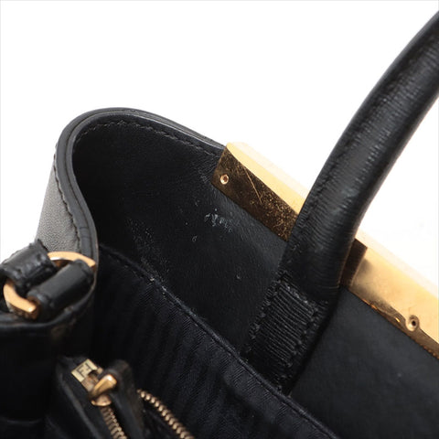 FENDI Twojours 2way Leather Shoulder Bag black WS15524
