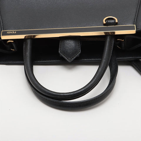 FENDI Twojours 2way Leather Shoulder Bag black WS15524