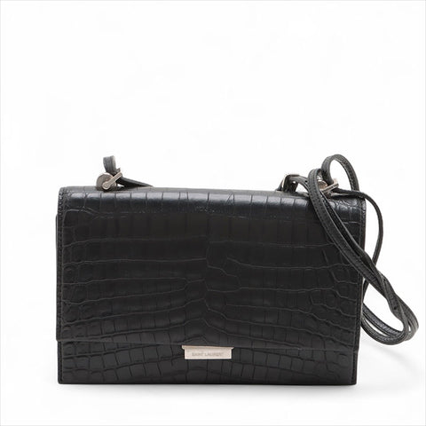 YVES SAINT LAURENT Embossed Leather Babylon Shoulder Bag black WS15527