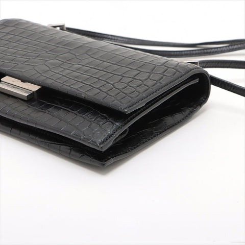 YVES SAINT LAURENT Embossed Leather Babylon Shoulder Bag black WS15527