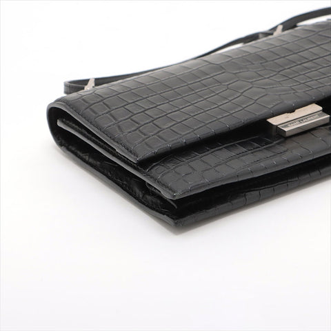 YVES SAINT LAURENT Embossed Leather Babylon Shoulder Bag black WS15527