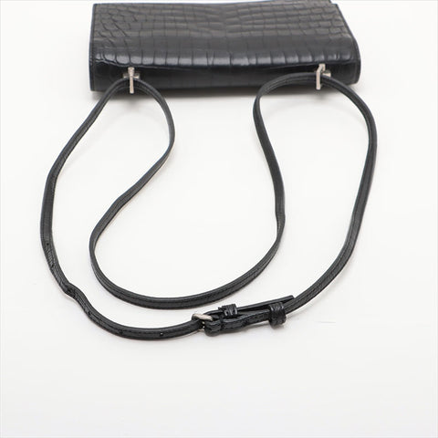 YVES SAINT LAURENT Embossed Leather Babylon Shoulder Bag black WS15527