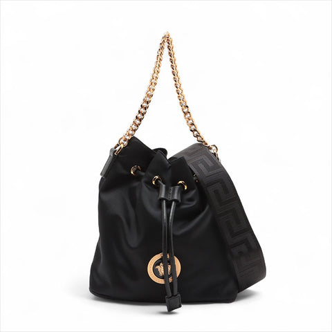 VERSACE Mini Bucket Nylon La Medusa Shoulder Bag black WS15528