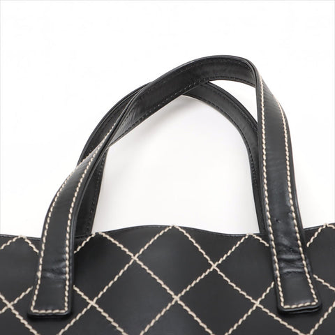 CHANEL Wild Stitch Leather No. 7 2001-2002 Shoulder Bag black WS15534