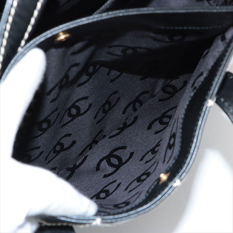 CHANEL Wild Stitch Leather No. 7 2001-2002 Shoulder Bag black WS15534