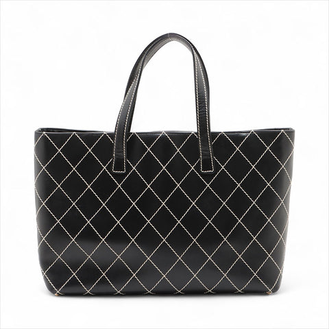 CHANEL Wild Stitch Leather No. 7 2001-2002 Shoulder Bag black WS15534