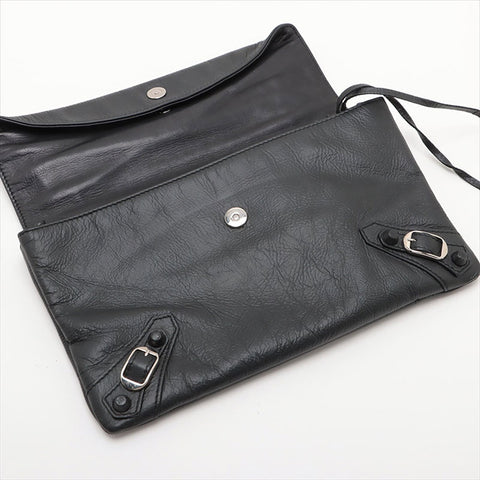 BALENCIAGA Envelope Leather Clutch bag black WS15540