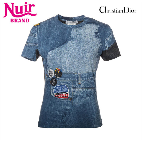 Christian Dior Size: 40 Denim Print Galliano Period Short sleeve T-shirt blue WS15544
