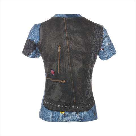 クリスチャンディオール Christian Dior Size:40 デニムプリント ガリアーノ期 半袖Ｔシャツ ブルー WS15544