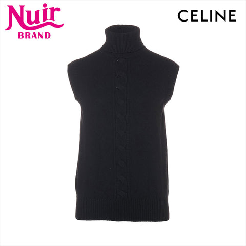 CELINE Size:L Cashmere Vest Turtleneck knit black WS15546
