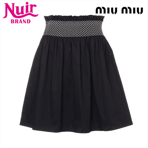 Miu Miu Size:38 17 Gathered Flare Cotton skirt black WS15549
