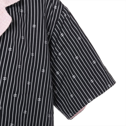 CHANEL Size: 42 2022 Stainless Steel Tweed Stripe Jacket P70675 Black x Pink Jacket black WS15555