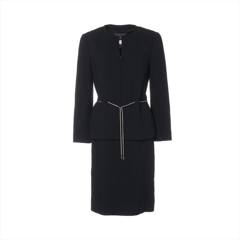 CHANEL Size:36 98P 1998 Wool No-collar Chain suit black WS15566