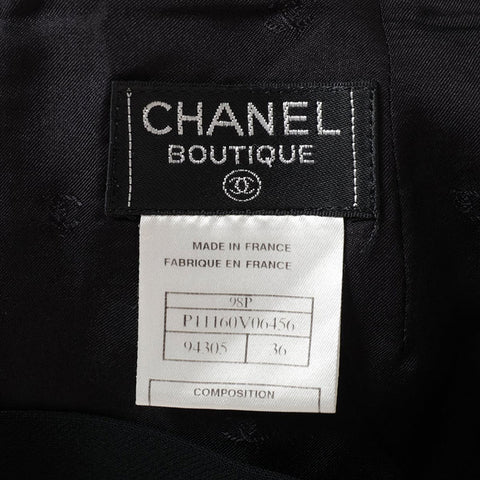 CHANEL Size:36 98P 1998 Wool No-collar Chain suit black WS15566