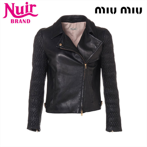 Miu Miu Size: 38 Lambskin Leather Matelasse 17 Years Jacket black WS15568