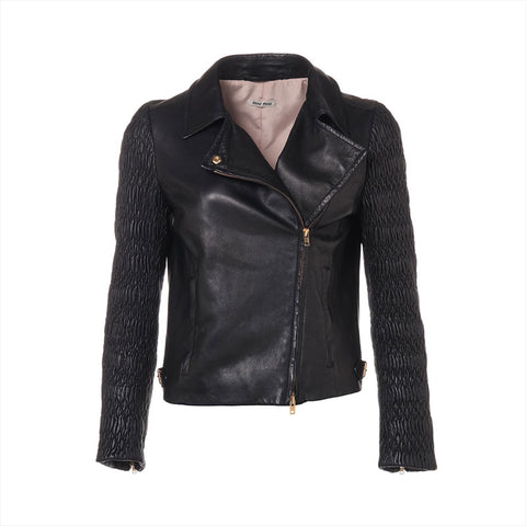 Miu Miu Size: 38 Lambskin Leather Matelasse 17 Years Jacket black WS15568
