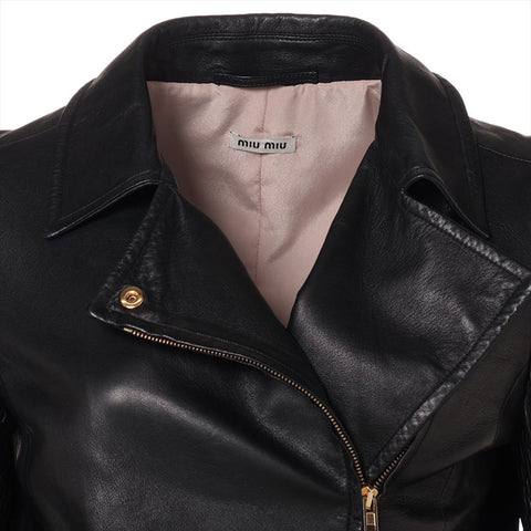 Miu Miu Size: 38 Lambskin Leather Matelasse 17 Years Jacket black WS15568