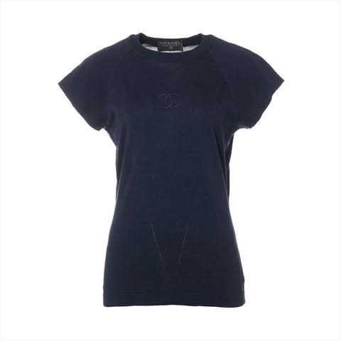 CHANEL Size: 38 Cotton Knit Short Sleeve COCO Mark knit Navy WS15570