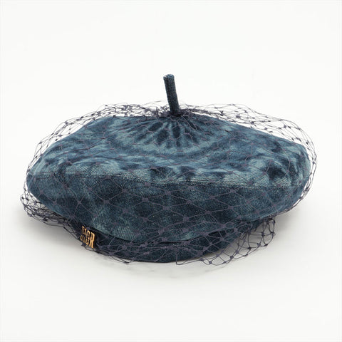 Christian Dior Logo denim Size:56 beret blue WS15572