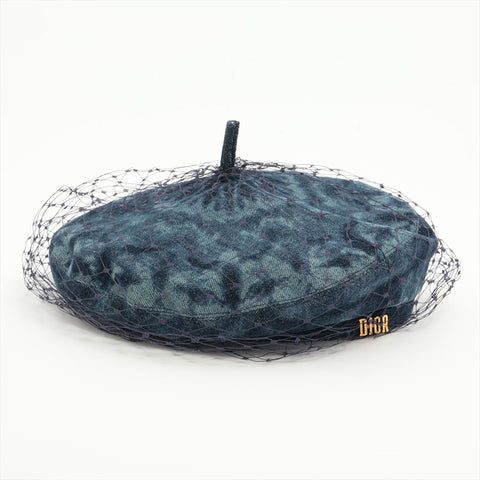 Christian Dior Logo denim Size:56 beret blue WS15572