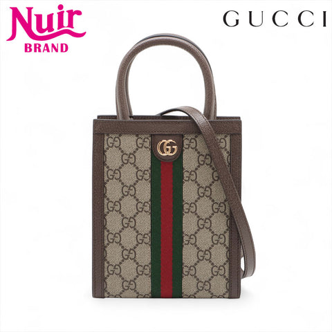 GUCCI 2-way Mini Tote Ophidia Handbag Brown WS15576