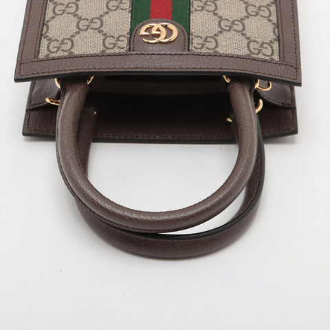 GUCCI 2-way Mini Tote Ophidia Handbag Brown WS15576