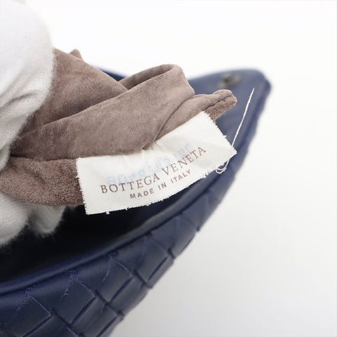ボッテガヴェネタ BOTTEGAVENETA ナッパレザー フラップ イントレチャート オリンピア ショルダーバッグ ブルー WS15580